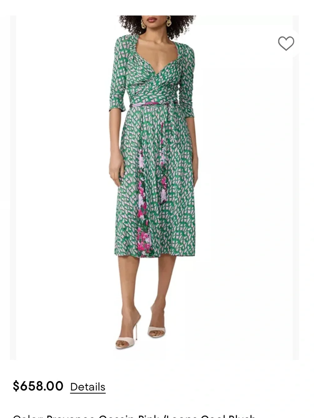 Diane Von Furstenberg Pink & Green Floral Wrap Midi Dress